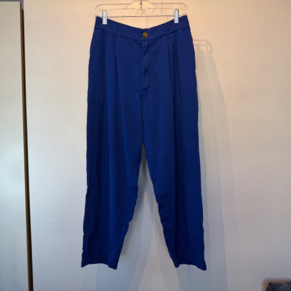 Big Bud Press Pleated Trousers in bright royal blue - size M petite - Picture 4 of 7